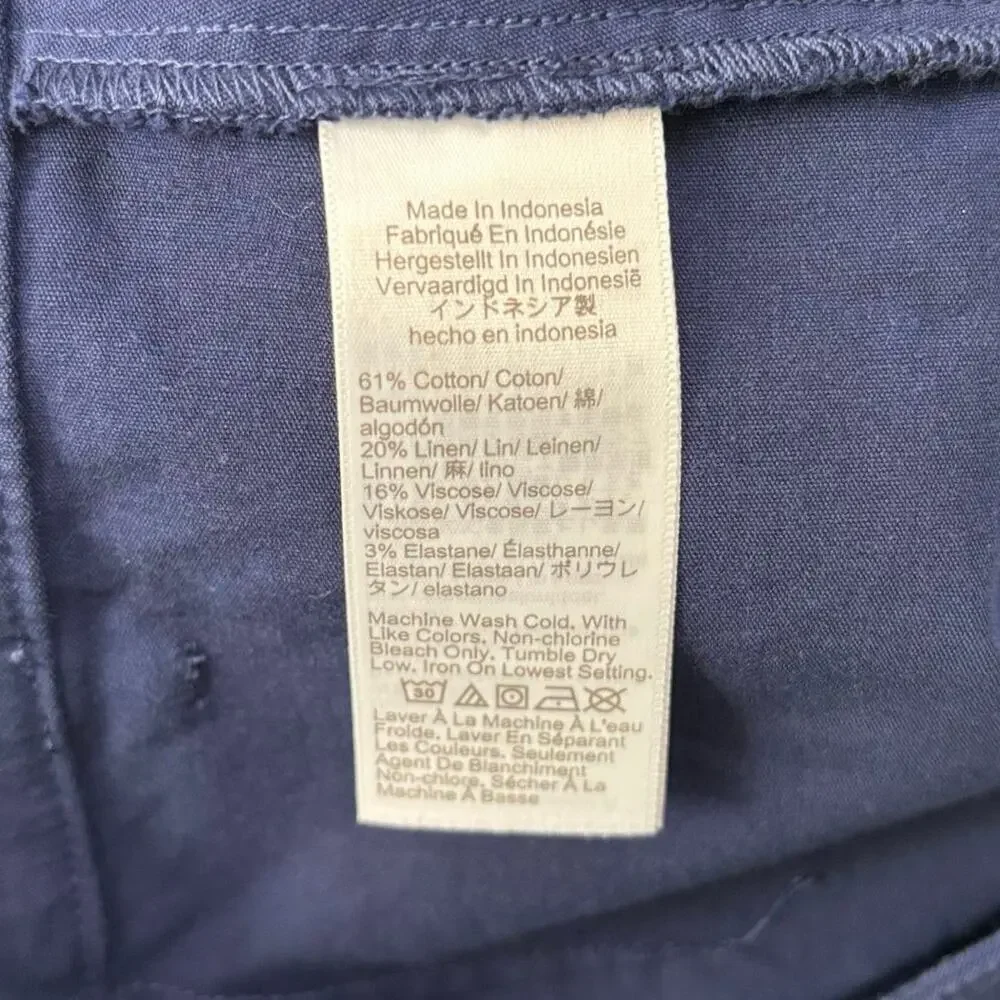 J.Crew Navy Mini Skirt Patch Pocket Cotton Linen A-Line Size 2 - Picture 4 of 7